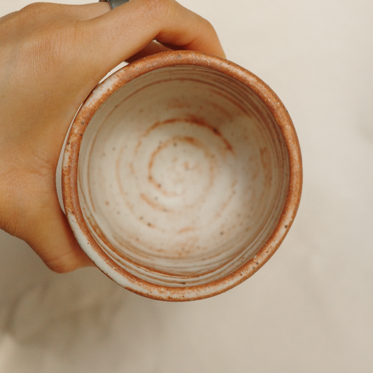 Asymmetrical gently toasted cup