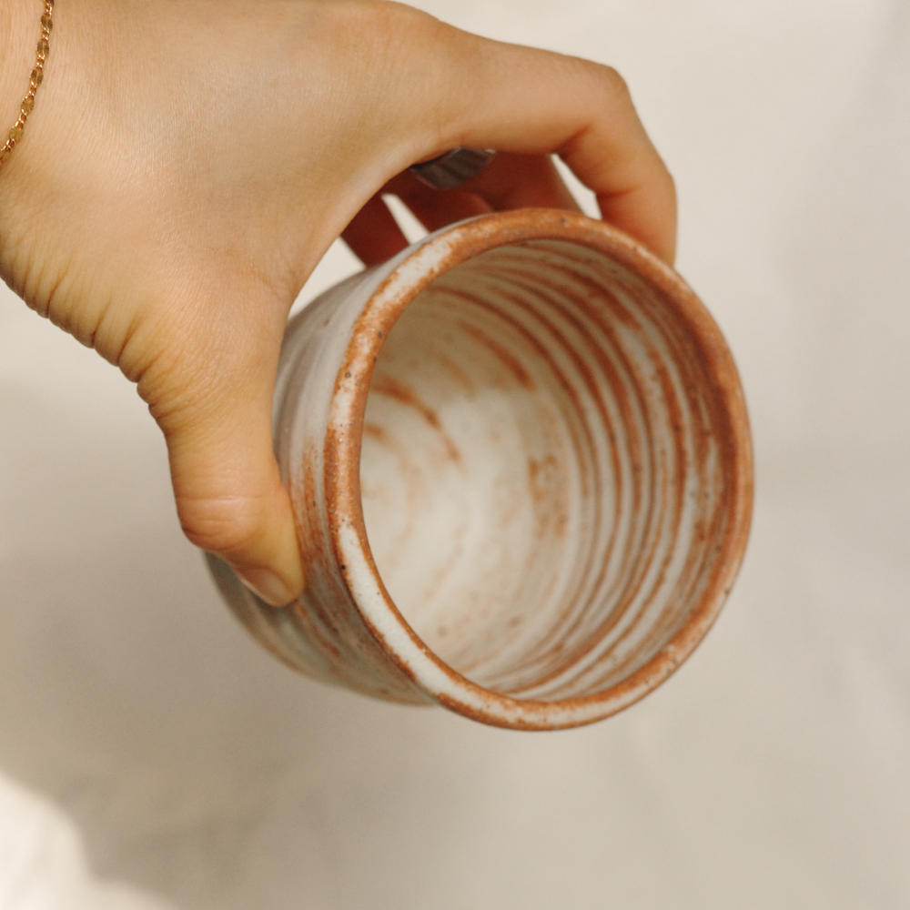 Asymmetrical gently toasted cup