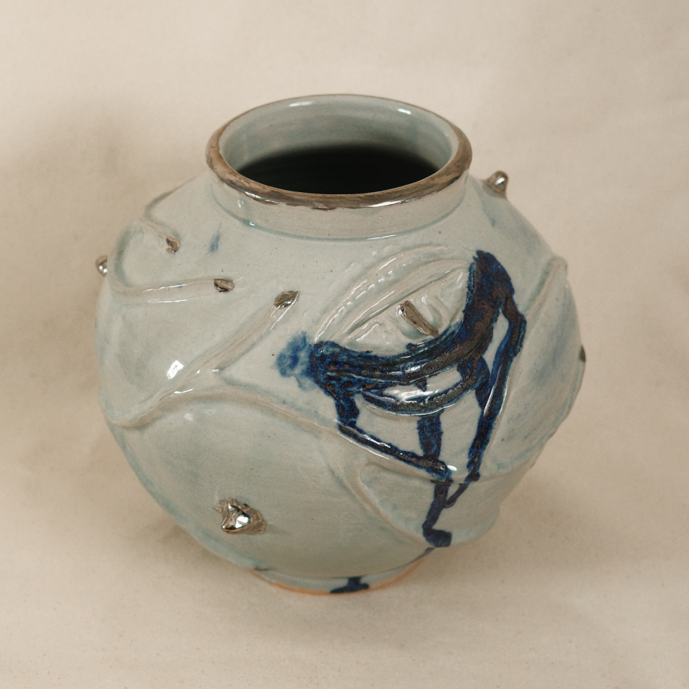 Creepy moon jar with eyeballs