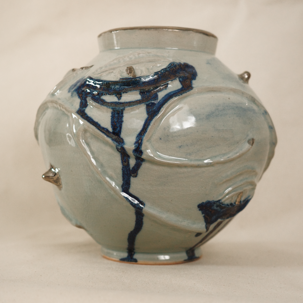 Creepy moon jar with eyeballs